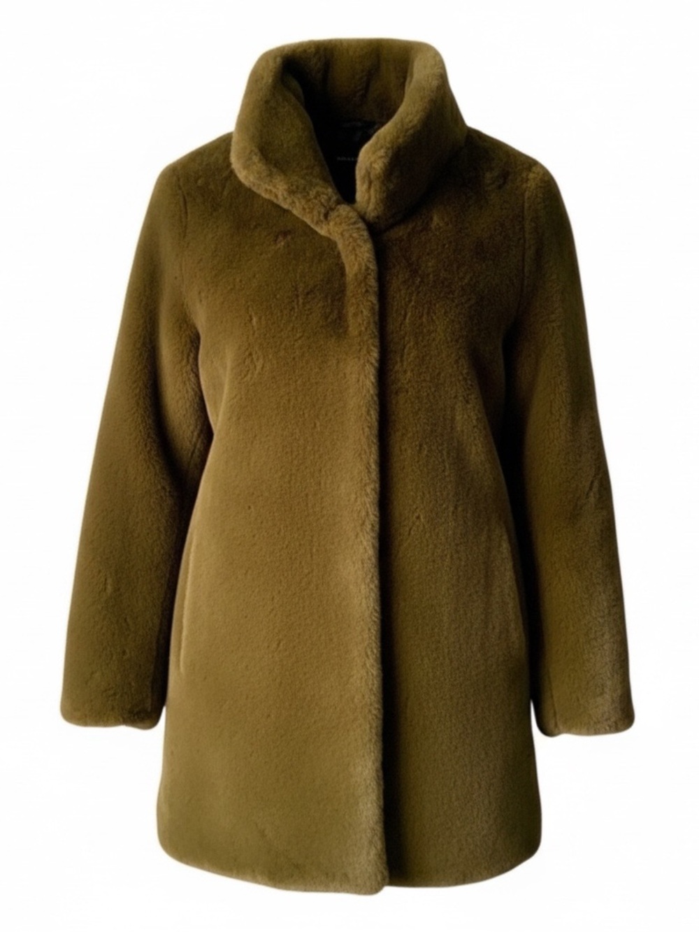 NWT STELLA + LORENZO Teddy Jacket Plush Oversized Olive Green Brown Medium